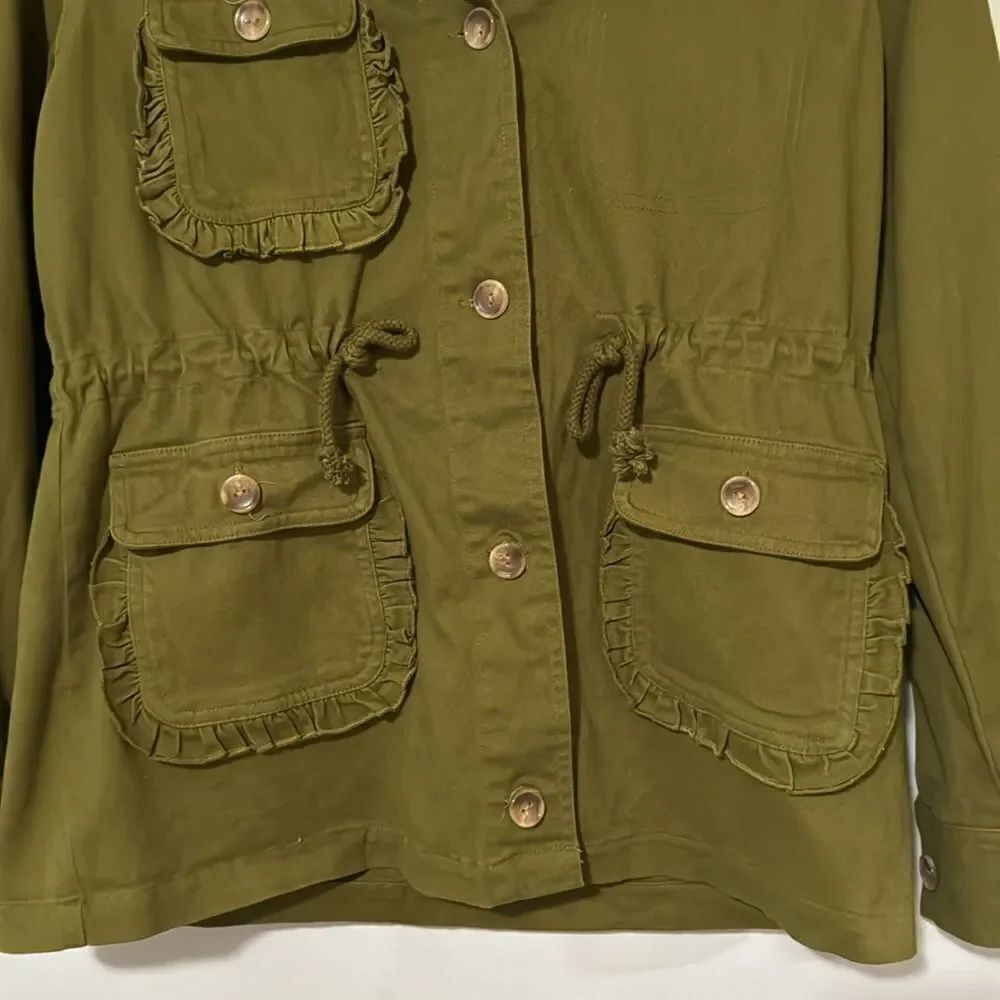 Evy’s Tree Cargo Green Ruffle Utility Jacket M - Picture 4 of 6